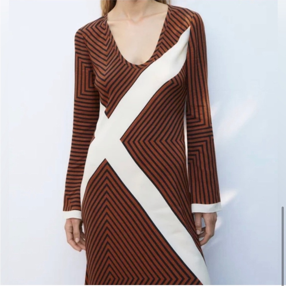 NWT Zara Striped Dress Size Large Blogger Favorite - Picture 3 of 11